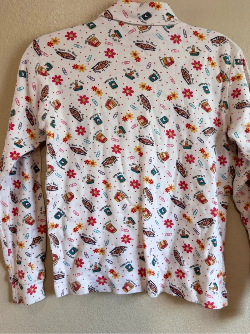 Vintage White Floral and Patterned Long Sleeve Turtleneck